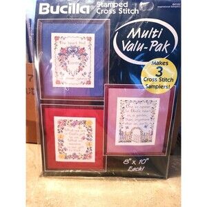VTG Bucilla Inspirational Samplers Multi Pak 3 Stamped Cross Stitch Kit 64182